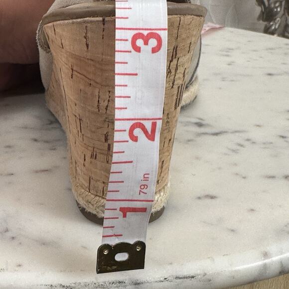 Franco Sarto Julien Sandal Cork Wedge Taupe Suede Espadrilles Size-8.5M Boho - Picture 12 of 17